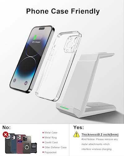 Wireless Charger 3 in 1 - ADADPU 15W Fast Charging Station for Apple iWatch Series 10/9/8/7/6/SE/5/4/3/2 Charger Stand for Multiple Devices iPhone 17/16/15/14/13/12/11 Pro Max/XS/XR/X Airpods-White - Image 3