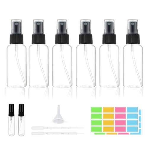 Episkey 6 pezzi 60ml bottiglie spray, riutilizzabili bottiglie spray da viaggio, atomizzatore spray vuoto per cosmetici, oli essenziali, profumi, con 2 x 5ml bottiglie di profumo (60ml)