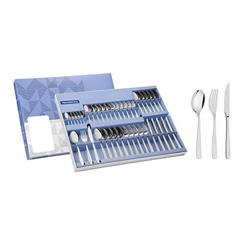 Tramontina 66950774 Faqueiro Aço Inox com Faca para Churrasco com 42 Peças, Prata