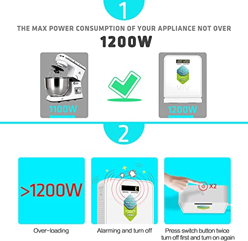 Image of UMI 220V to 110V Step Down Voltage Converter 1200Watts Continuous Full Load Capacity