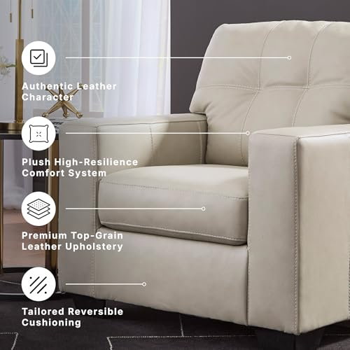 Image of Signature Design by Ashley Santorine Beige Leather Accent Chair, Bone