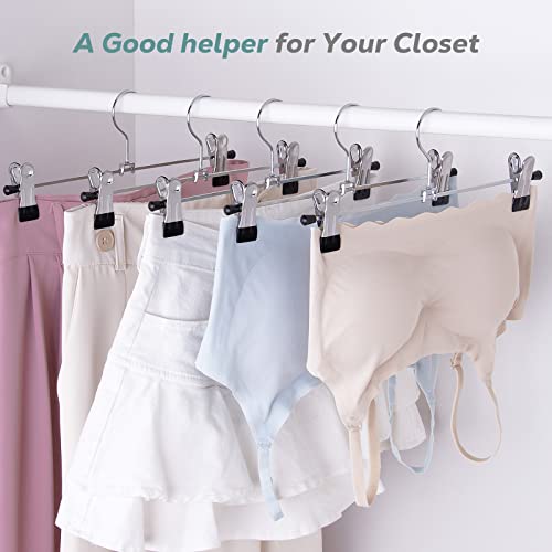 Pants Hangers 25 Pack Skirt Hangers With Clips: Heavy Duty Metal Thin Trousers Hangers Space Saving Non-Slip Hangers With Adjustable Pinch Clips 360-Rotating Swivel Hook For Women Jean Bottom #TOP5