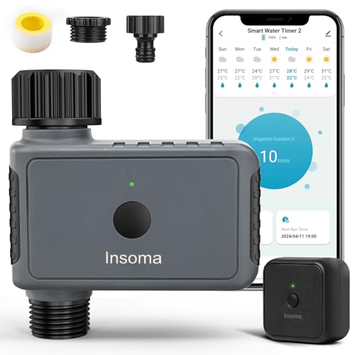 WiFi Sprinkler Timer, WiFi Water Timer for Garden, Smart Hose Timers with Hub Support 2.4GHz, App/Voice Control Work with Alexa & Google Assistant, Rain Delay & Manual Watering,for Yard Lawn Plant