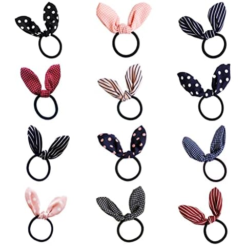 Ruihfas Lovely Rabbit Ear Bow Hair Bands Scrunchies Cover