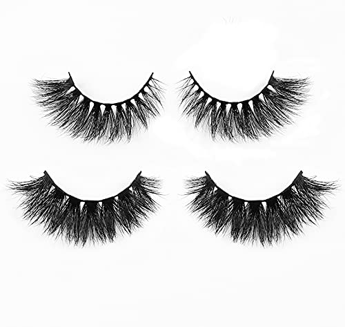 Mink Lashes, Hozodusi 2 Styles 16mm-18mm 3D Mink Lashes Bulk Real Natural Look Daily Siberian Mink Fur False Eyelashes Fluffy Hand Made Strips Reusable Lashes (2 Pairs Mink Lashes 010)