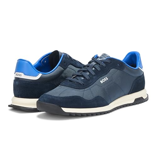 Image of BOSS Men's Zayn Low Profile Suede Leather Two Tone Sneaker