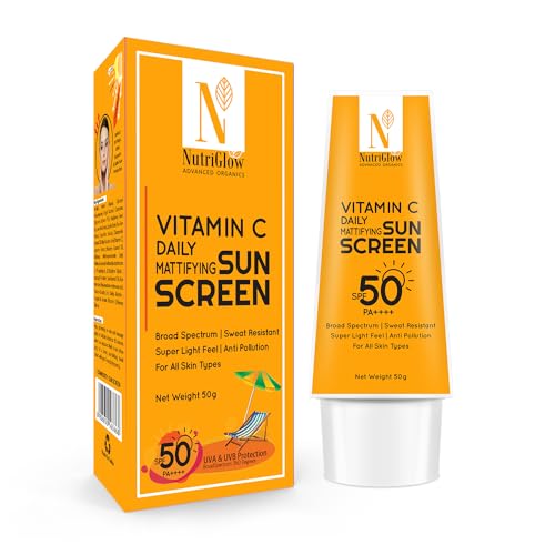Image of NutriGlow Advanced Organics Vitamin C Daily Mattifying Sunscreen spf50, Anti-Pollution, Fragrance-Free, Non-Sticky, No White Cast, For All Skin Types (50g)