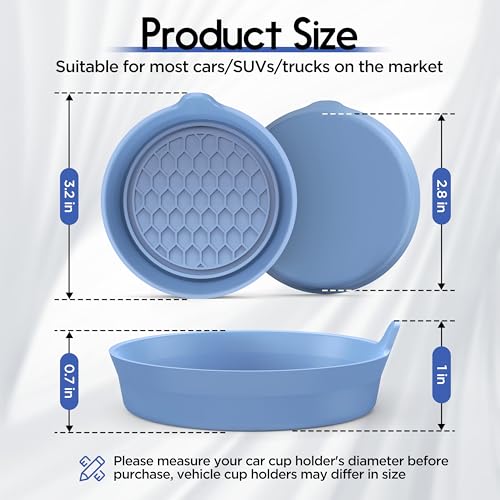 Image of Amooca Car Cup Coaster Universal Automotive Waterproof Non-Slip Cup Holders Sift-Proof Spill Holder Car Interior Accessories 4 Pack Gray Blue
