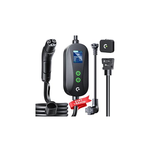Grasside Level 1&2 Tesla Mobile Charger (16A/12A 240V-110V 21FT Cable) Adjustable Current/Timer Tesla Home Charger NEMA 6-20 & 5-15 Plug NACS Connector for All Tesla Model 3/Y/X/S/Cybertruck