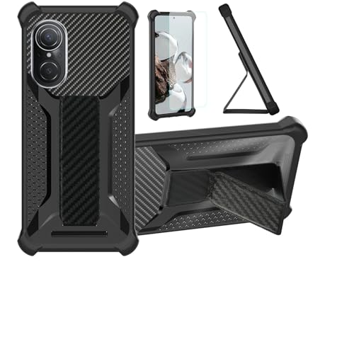 Aroepurt Case for Huawei Nova 9 Se Phone Case Stand Cover [with Tempered Glass Screen Protector] Hybrid Case [Folding Support Magnetic] [Frosted Anti-Fingerprint] Black