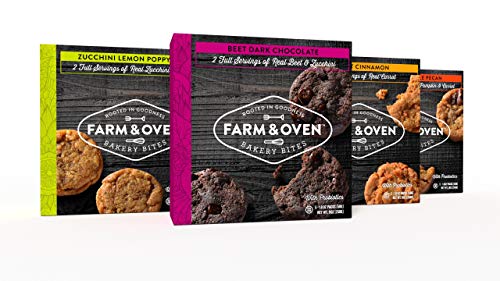 Farm & Oven Zucchini Lemon Poppy Seed Bakery Bites - 5 Pack. Zucchini Lemon Poppy Seed mini-muffins. 8 Servings of Veggies. Delicious. Yummy. Healthy. 40% of Your Daily Veggies. High Fiber. 1 Box.