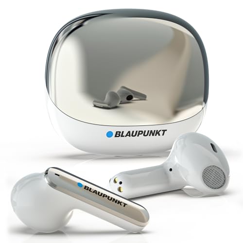 Blaupunkt BTW100 KHROME Bassbuds Truly Wireless Bluetooth Earbuds I HD Sound I Gaming Mode I Low Latency I 30H Playtime* I TurboVolt Charging I BT Version 5.3 I Intuitive Touch Controls (White)
