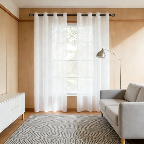 Cortinas dormitorio 55x215 blancas translúcidas ligeras para salón 2