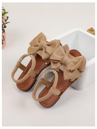 Image of GORGLITTER Girl's Sandals Dressy Bow Ankle Strap Sandal Open Toe Slides Flats Summer Cute Vacation Sandals