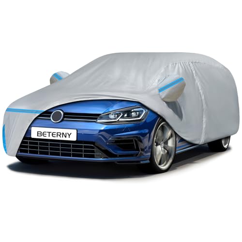 Image of Car Cover for 2003-2025 VW Golf Hatchback, Waterproof Custom-fit All Weather Sun Rain UV Dust Snow Protection Outdoor Golf Full Car Cover with Door Zipper and Cotton Lining-Grey