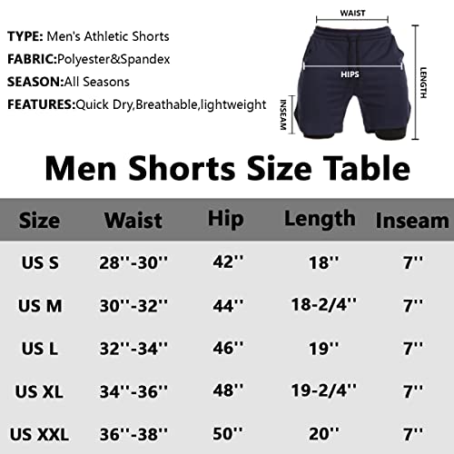 Jwj Men's 2 In 1 Workout Running Shorts 7 Inch Lightweight Athletic Gym Shorts With Compression Liner Black Green L #TOP6