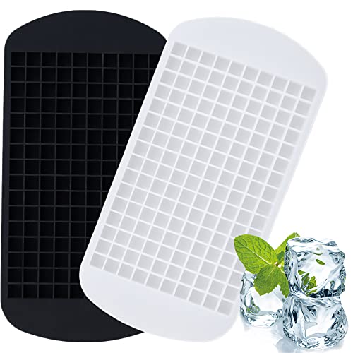 YUTOU Lot de 2 mini bacs à glaçons 160 - En silicone - Pour cuisine, bar, whisky, cocktails et boissons (noir, blanc) Cover