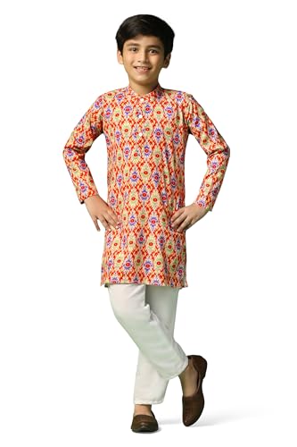 Image of Fashion Dream Boy's Cotton Blend Printed Kurta Pant Set|Kurta Set|Kurta And Pant Set|Kids Ethnic Set|Ethnic Set