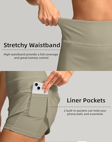 Image of SANTINY Women's Golf Skirts Skorts High Waisted Tennis Skirt Athletic Workout Casual Skorts for Woman with Short Pockets