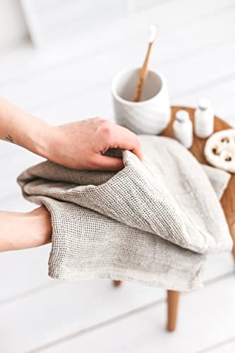 Open Weave Exfoliating Bath Towel - Natural 100% Linen Flax - Quick Dry Hair Towel Wrap For Women - Thin Lightweight Bath Towel 25X53-Inch #TOP5