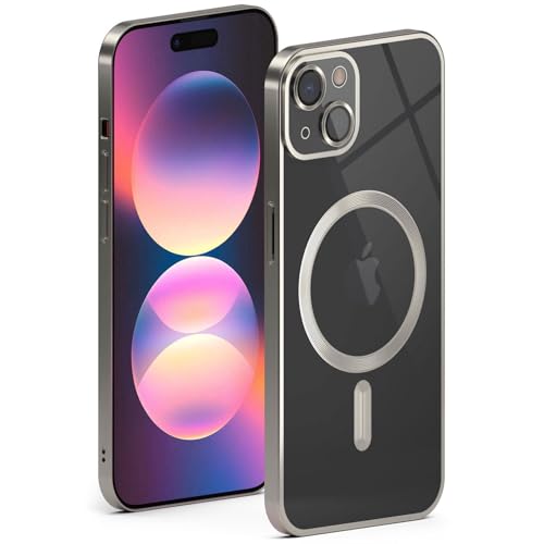 Coque en silicone iPhone 15 ONEFLOW Aura MagSafe transparente finition titane épurée