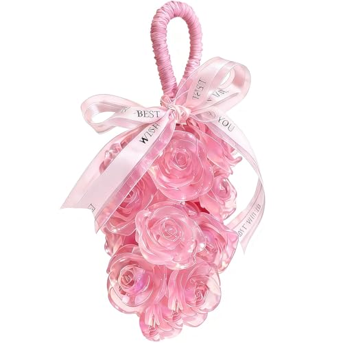 Image of Rose Soap on Rope Cute Shaped Handwashing Grapes Soap Bar, Novelty Hanging Flower Soap for Bathroom Decor,Fun Gift Handmade Soap