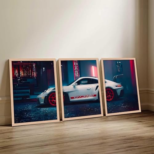 Image of TASVEE Car wall posters | set of 3 wall frames | posters for wall | Wall Decoration for Bedroom, Living Room & Office | Best Gift for Boys & Car Lovers (A7, MEDIUM 10X13, Framed)