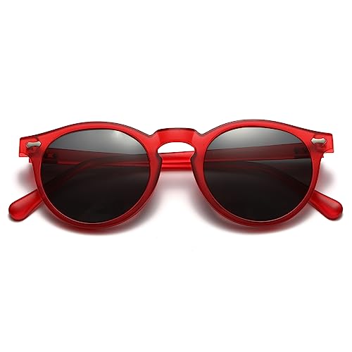 Image of Gleyemor Vintage Polarized Sunglasses for Men Round Sunglasses UV400 Protection Retro Hand-crafted Acetate Frame