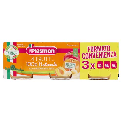 Plasmon Homogeneizado, 4 frutas, 3 x 80 g