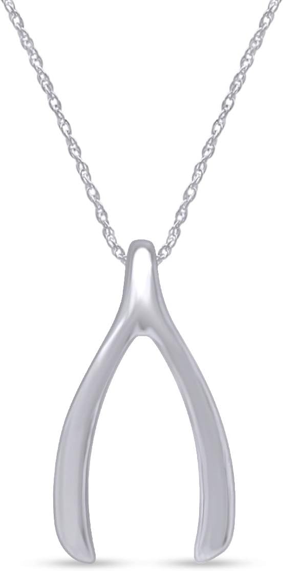 AFFY Wishbone Pendant Necklace for Women, 14K Gold Over 925 Sterling Silver, Inspirational Lucky Charm Jewelry Gift for Women with 18" Chain