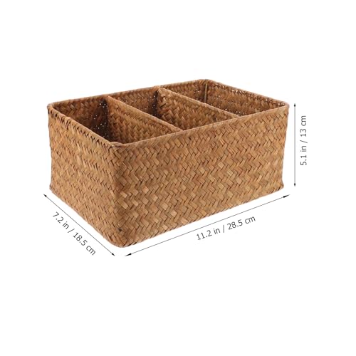 Boîte de rangement en paille : la solution 3 compartiments contre le désordre de la maison