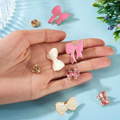 Image of 6Pcs 3 Styles Bowknot Enamel Pins Colorful Bow Tie Brooch Pins Ribbon Bow Brooch Badges for Backpacks Bags Hats Clothing Decorative Supplies