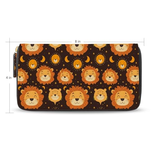 Cute Lion Face Women's Large Capacity Wallets Holder Wallet Credit Card Clutch Coin Pocket Pu Leather Zipper Closure Deal Gift for Women 212199822