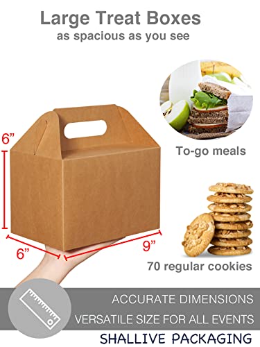 Shallive 50 Pcs Large Treat Boxes 9X6X6 Inch Brown Gable Gift Boxes With Handle Kraft Lunch Boxes Recycled Paper Gift Bags Take Out Cookie Boxes Welcome Boxes Candy Bags For Wedding Baby Shower Birthday Party Supplies #TOP4