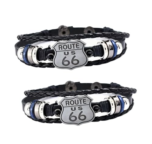 ZENRUIMING American Route 66 ���U�[�u���X���b�g�A��D��̃N���V�b�N���j�I�}�U�[���[�h�A�����J�����[�h�o�C�J�[�u���X���b�g 2��, Adjustable, ���U�[, ��΂Ȃ�