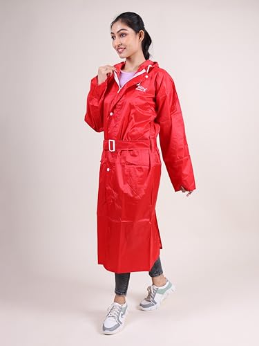 Image of Rupa Rainsuit Women Waterproof PVC Raincoat with Hood & Carry Bag | Lightweight Rainwear for Women with Front Zip | Solid Color | Standard Length | Pack of 1