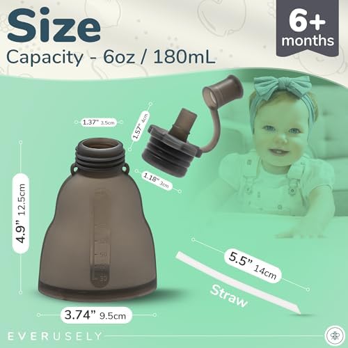 Miniatura 9 de Everusely Bolsas reutilizables de comida para bebés para niños pequeños, paquete de 2, 6 onzas, pizarra, bolsa de silicona exprimible para