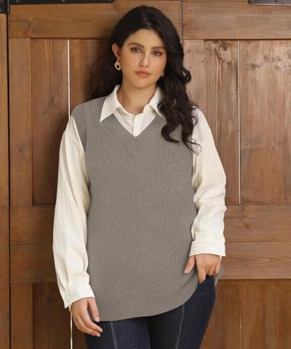 Image of TIYOMI Plus Size Sweater Sleeveless Tops for Women Knitted Tank Tops XL-5XL
