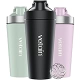 VETAIN Edelstahl Shaker 700ml - 100% Auslaufsicher - Premium Protein Shaker mit Mixball - Außen gravierte Messskala - Frei von BPA & DEHP - spülmaschinenfest, robust & langlebig