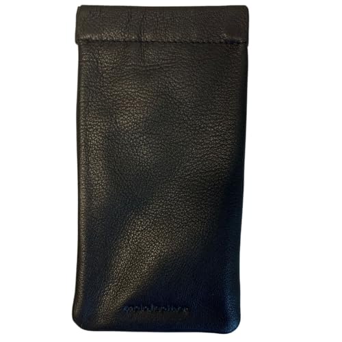 Mala Leather Brillenetui aus Leder, mit Schnappverschluss, breite Passform, Schwarz , wide fit