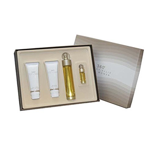Perry Ellis 360 por Perry Ellis para mujer. Set de regalo (Eau De Toilette Spray 3.4 oz + Loción Corporal 3.0 oz + Gel de Ducha 3.0+ Eau De Toilette