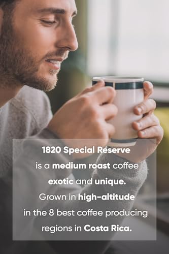 Image of Cafe 1820 Special Reserve, Premium Costa Rican Ground Coffee, 100% Arabica, Medium /Dark Roast, High Altitude Blend with Aroma & Fruity Notes, 12 oz (2 Pack)
