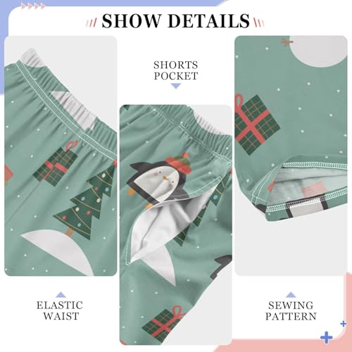 Boys' Pants Christmas Penguin Snowman Long Bottoms Jogger Pants Elastic Waist Trousers with Pockets S-XL4