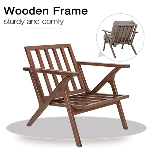 Okeysen Accent Chair Mid Century Modern Chair,Comfy Fabric Upholstered Armchair With Wood Frame And Removable Cushions, Side Reading Arm Chair Recliner Lounge Chairs For Bedroom, Living Room #TOP4