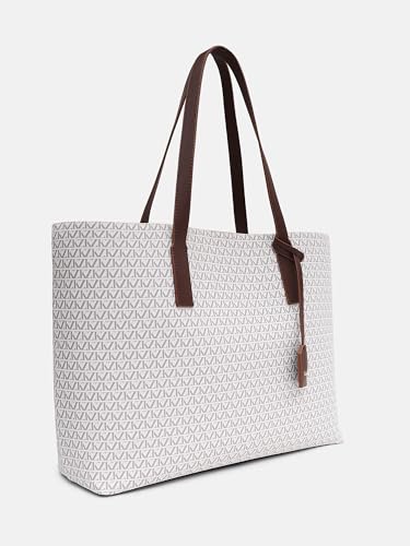 Image of Kazo Signature Shopper | Premium Faux Leather Tote Bag with Detachable Pouch | Elegant Structured Handbag for Work & Travel | Off-White
