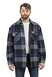 YAGO Men's Quilted Lined Long Sleeve Flannel Plaid Button Down Shirt YG2611 (Navy/Dark Grey/Grey, 3X-Large)