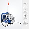 HOMCOM 2 Seat Bike Trailer Bicycle wagon for Kids Child Steel Frame Safety Harness Seat Carrier Hitch Coupler Blue White 130 x 76 x 88 cm #2