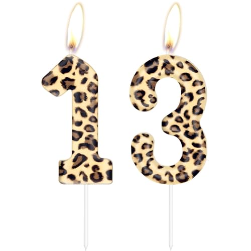 Image of Leopard Print Number 13 Candles,Cheetah Birthday Cake Candles,Leopard Party Decorations,Animal Birthday Party Decorations Safari Party Decorations Leopard Party Supplies,Animal Print Party
