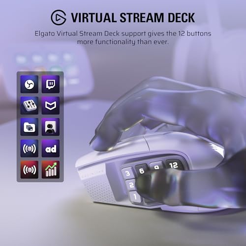 Corsair Scimitar Elite Wireless SE MMO MOBA PC Gaming Mouse – White - image 5