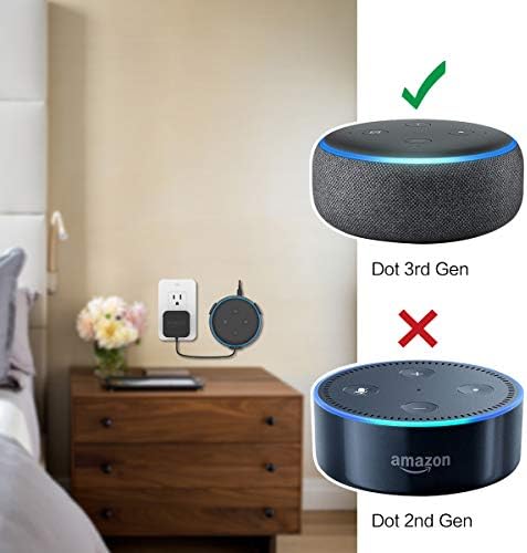 AHASTYLE Echo Dot 3rd Wall Mount Stand ABS Hanger HolderNeed to Drill[Built-in Cord Management] Compatible with Dot 3rd Generation (Black)